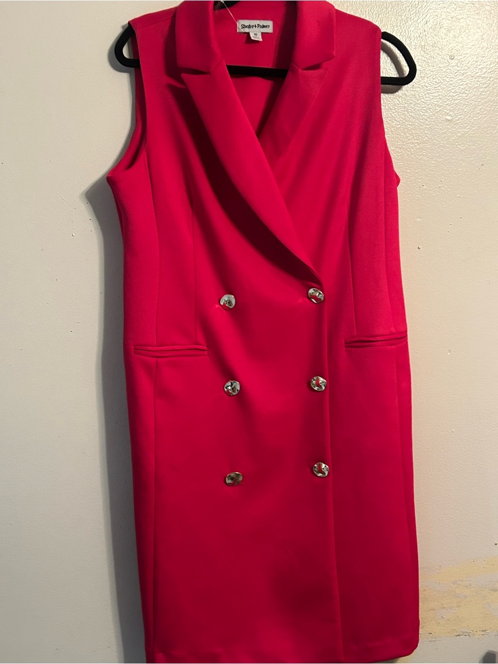 Tahari ASL Sleeveless Double-Breasted Fuchsia Sheath Dress